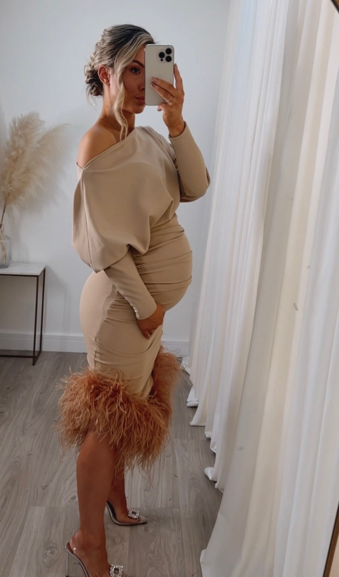 Arella Maternity Dress Beige