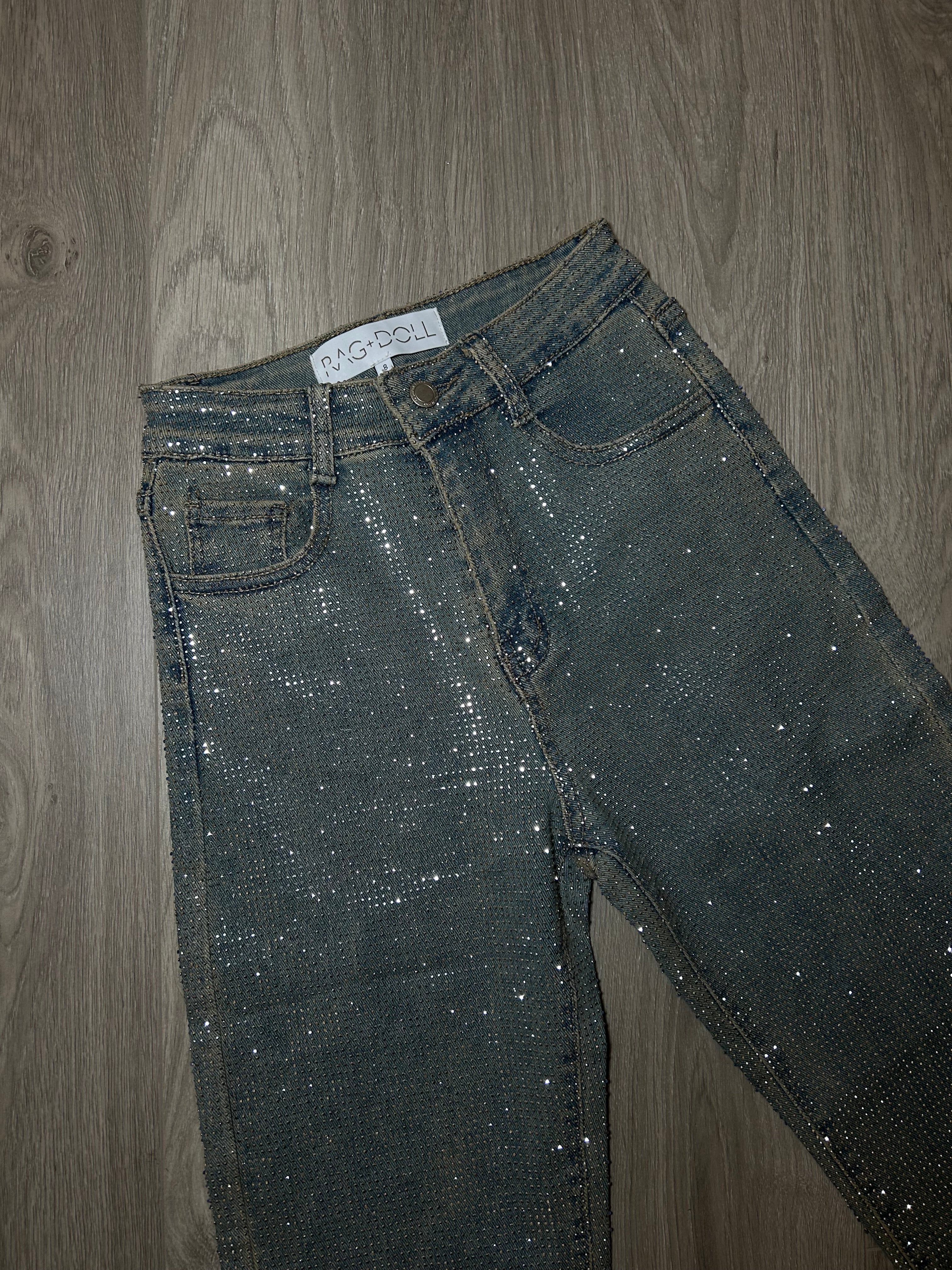 Diamante Denim Straight Leg Jeans