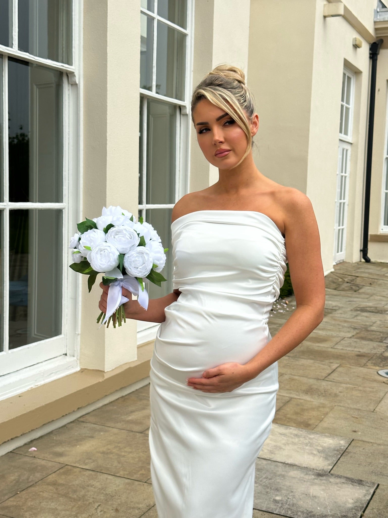 Monaco Maternity Dress White