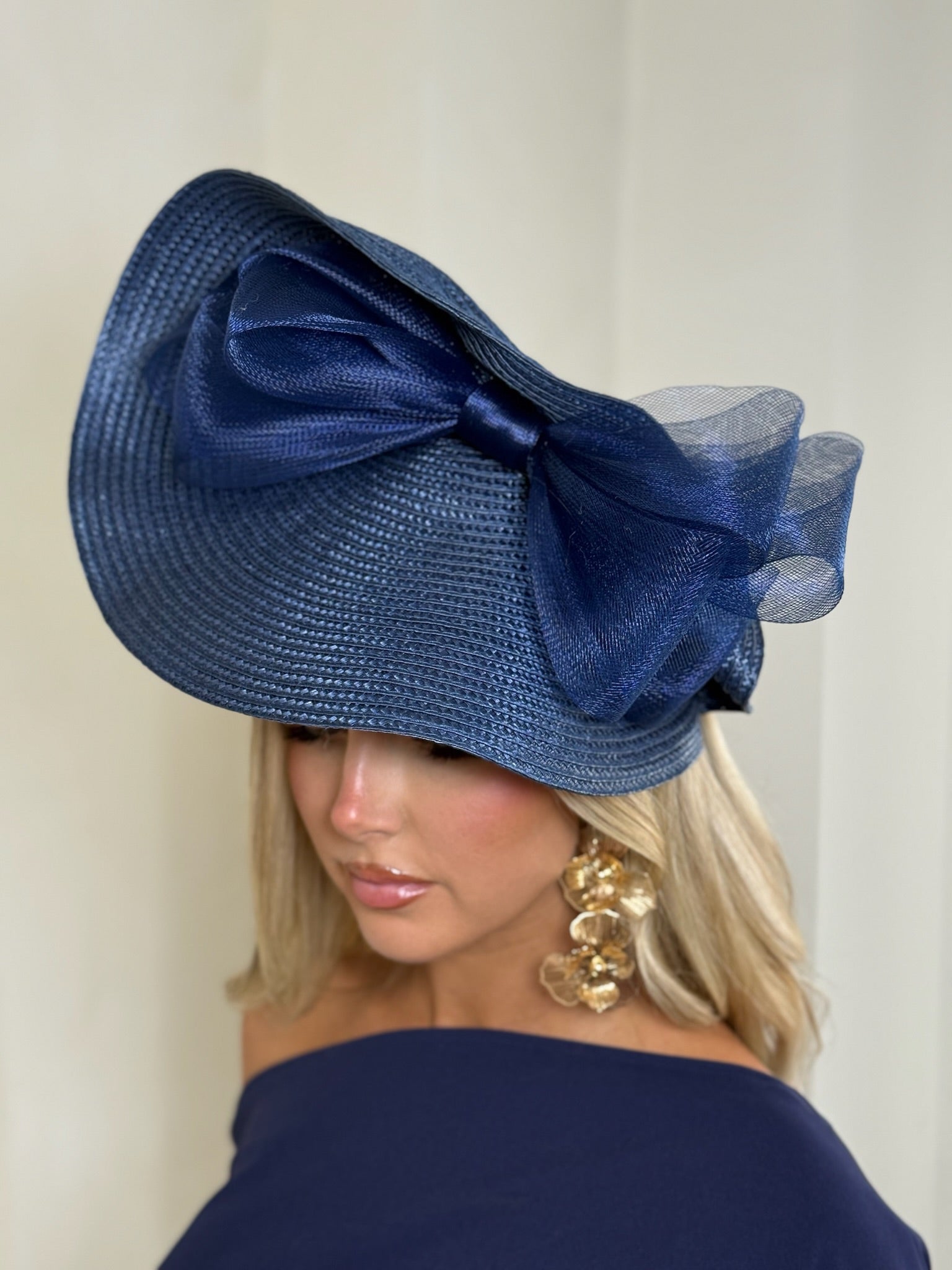 Bow Plate Fascinator Navy Blue