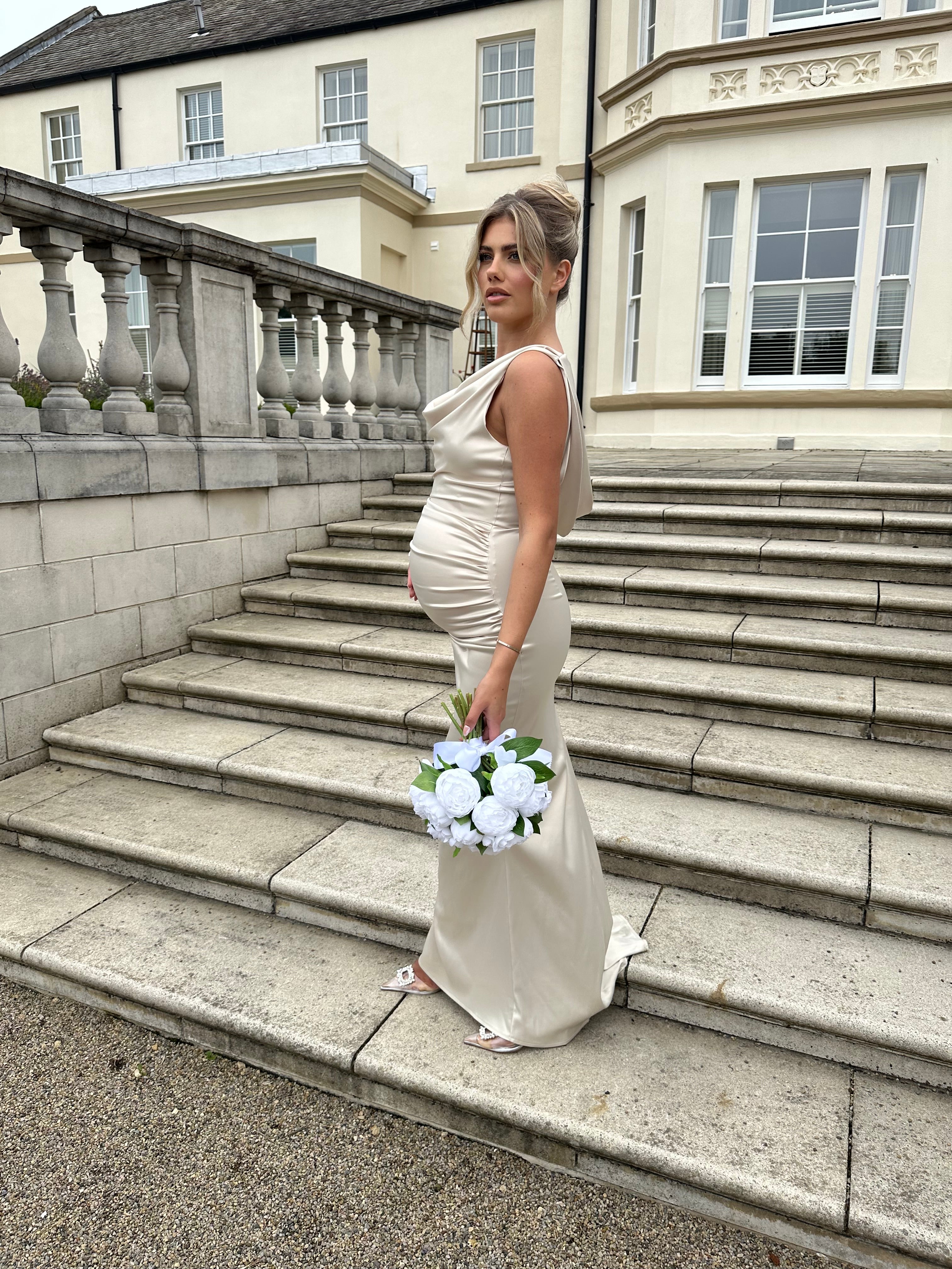 Santorini Maternity Dress Champagne
