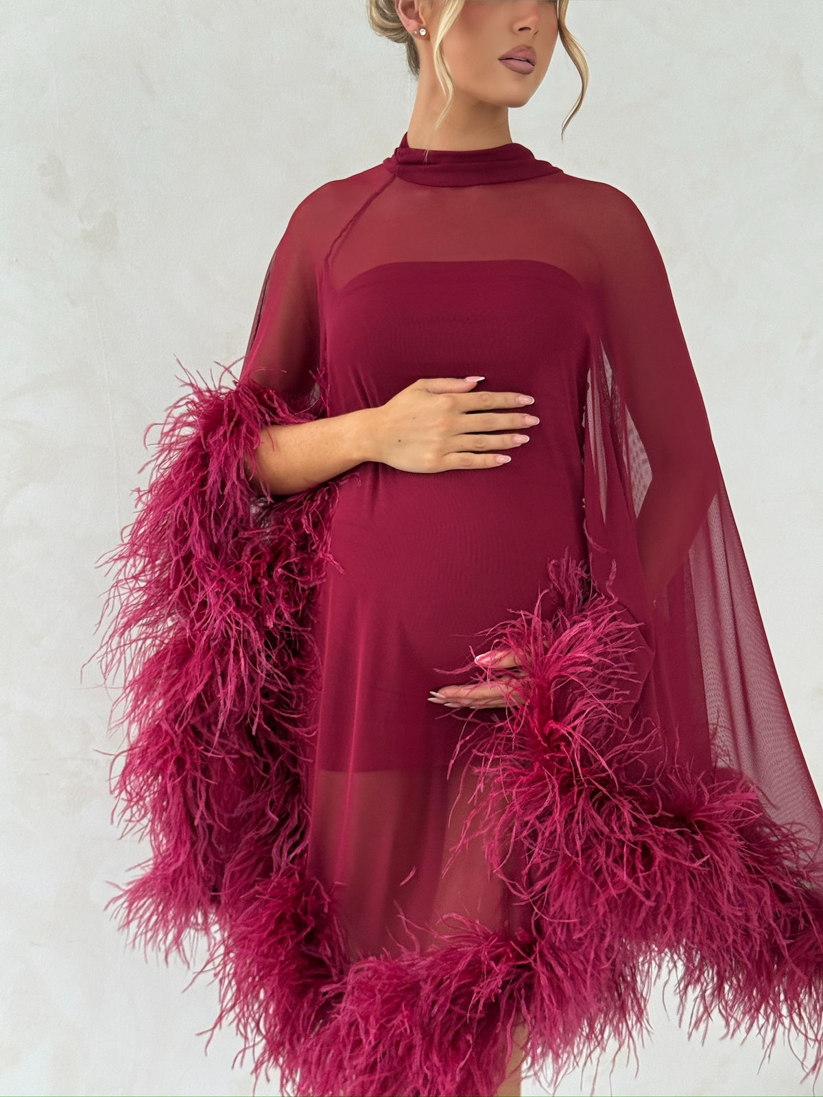 Cindy Cape Dress Two Piece Maternity Set Wine