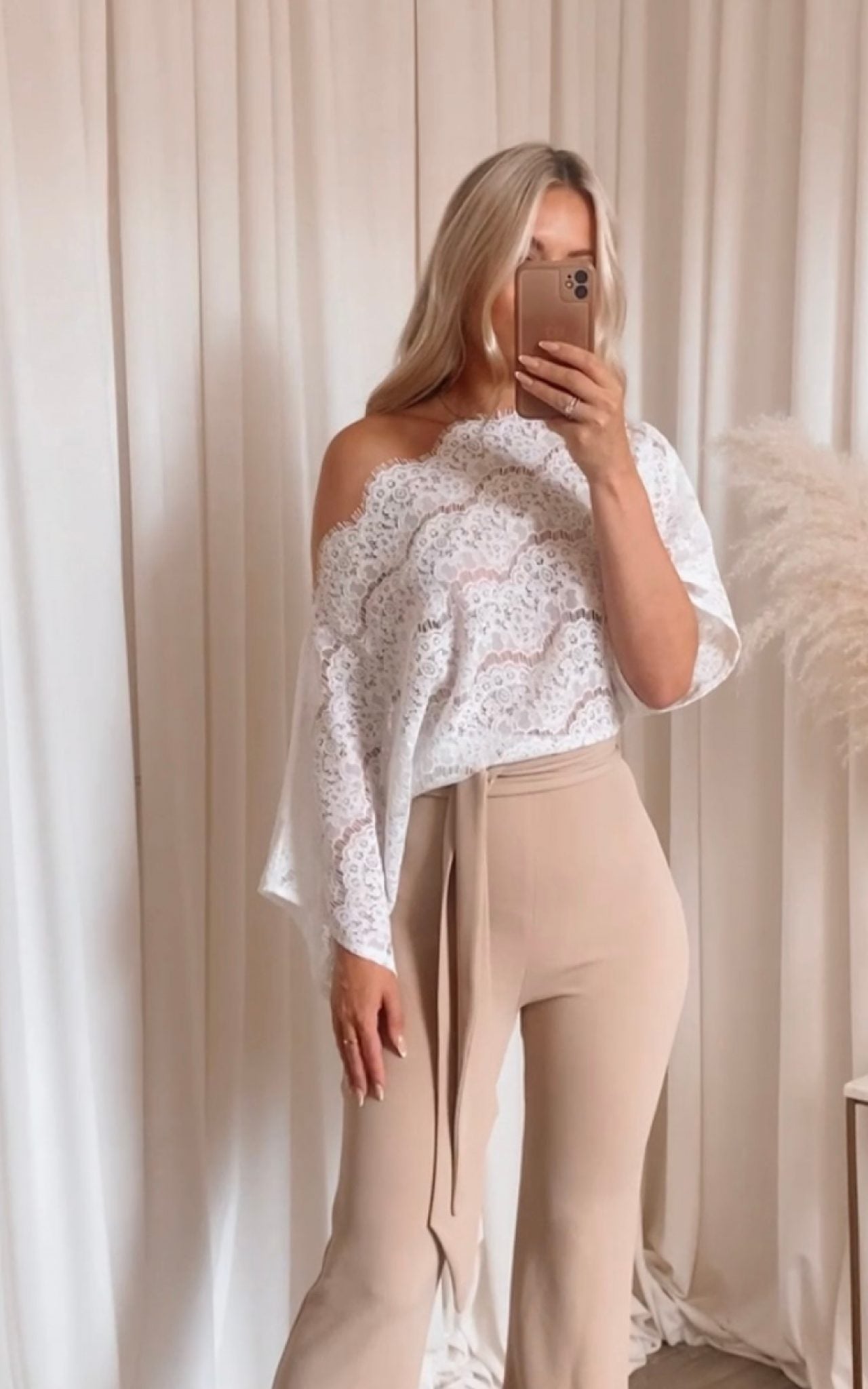 Emy Lace Jumpsuit Nude + White