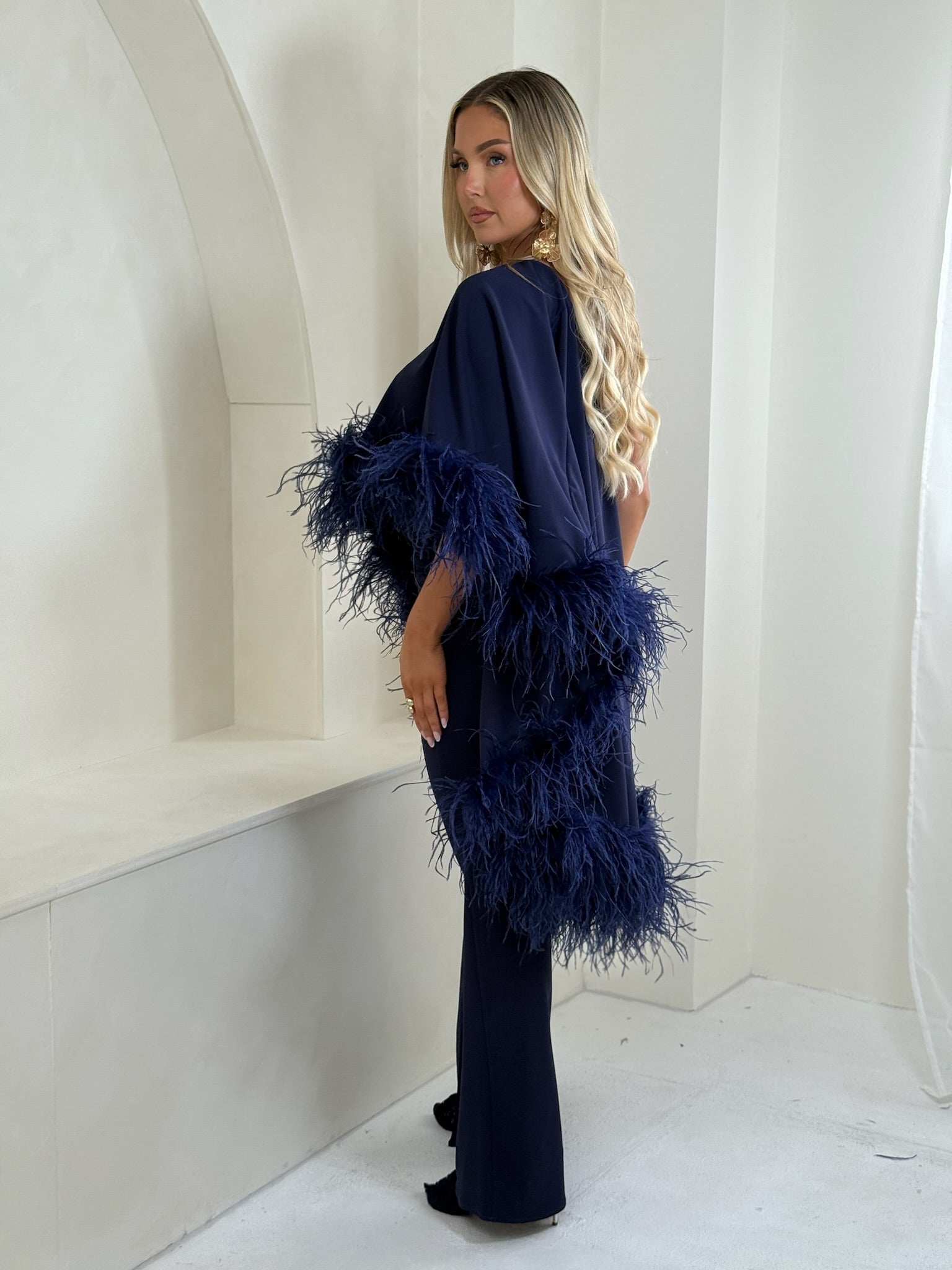 Mimi Cape Trouser Set Navy Blue