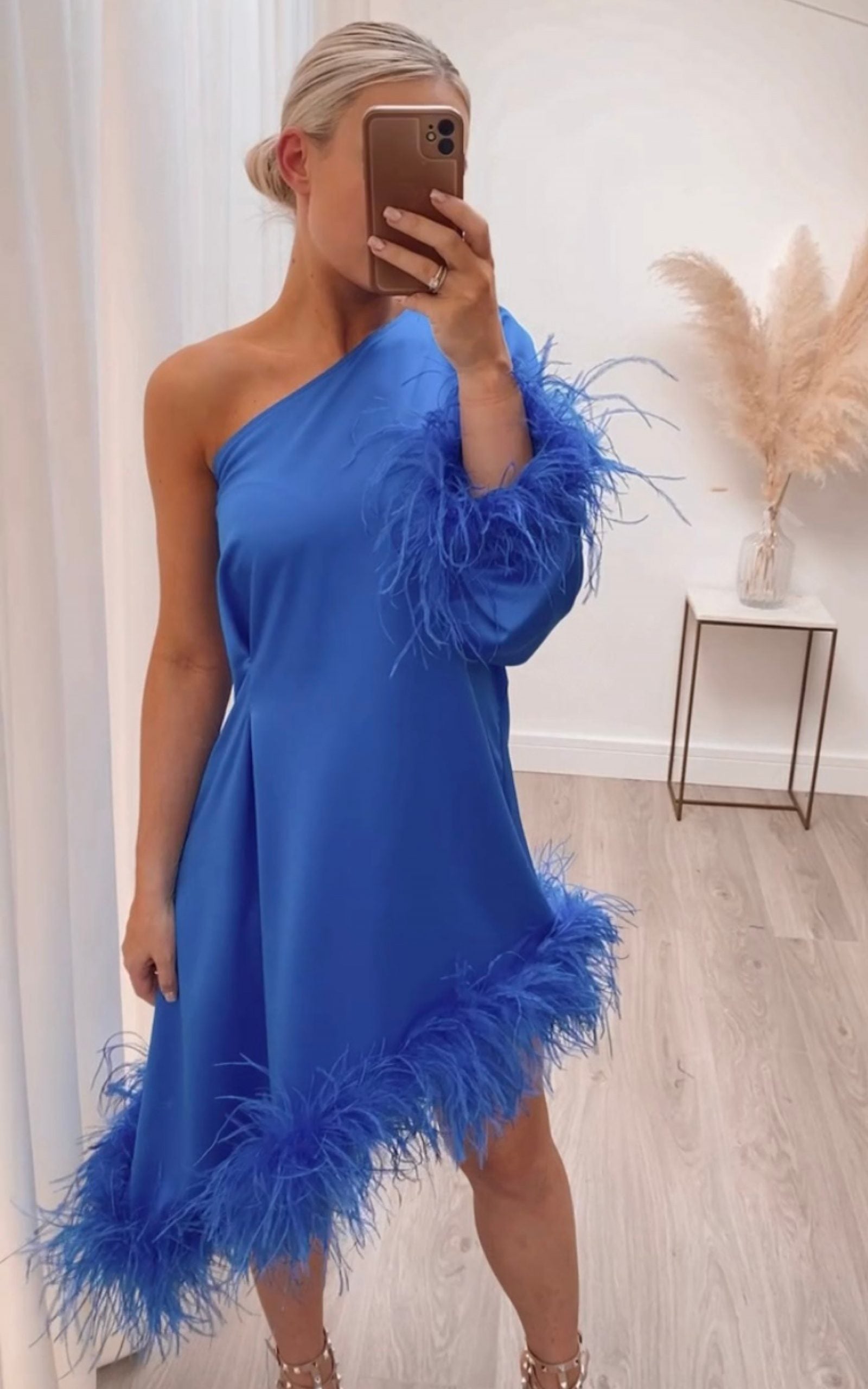 Gigi Ostrich Dress Royal Blue
