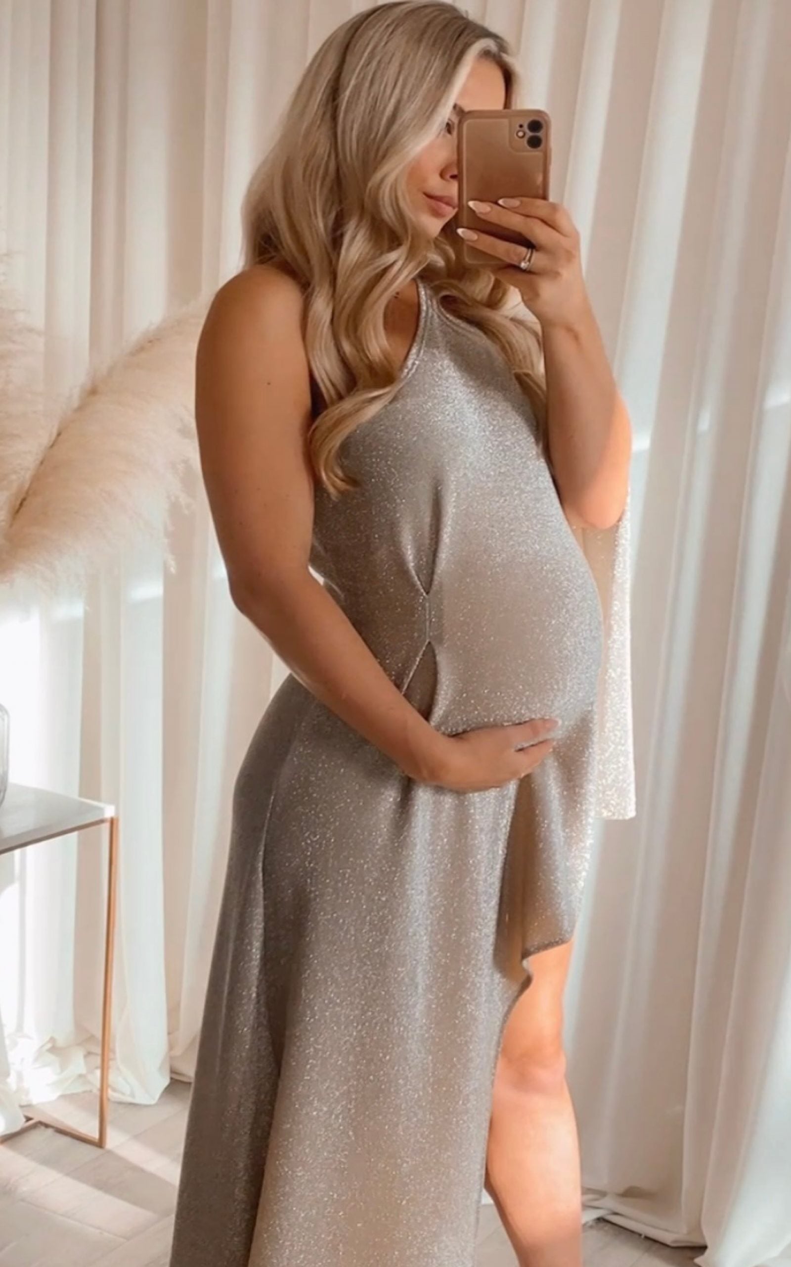 Liberty Maternity Dress Gold Glitter