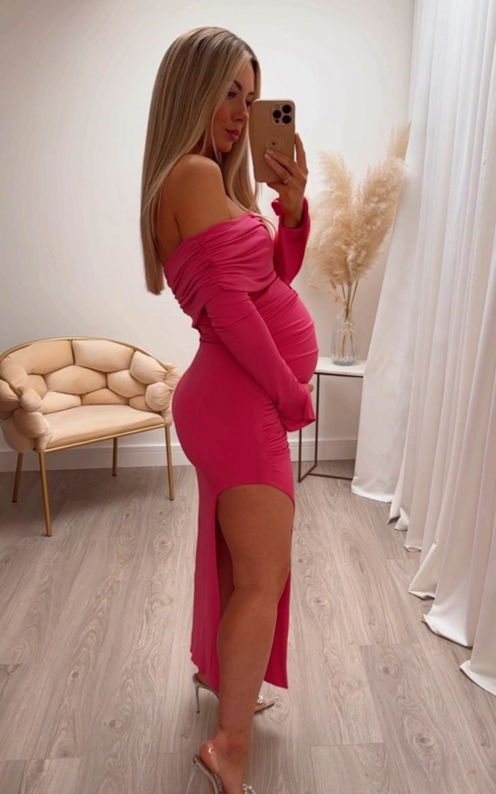 April Maternity Dress Hot Pink