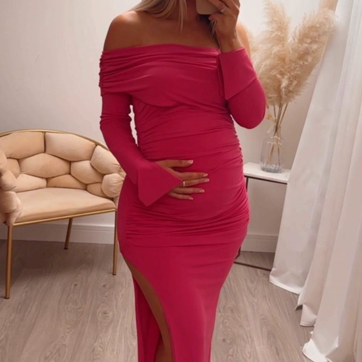 red silk prom dress Tight Long Formal Prom Dress with V-Neck