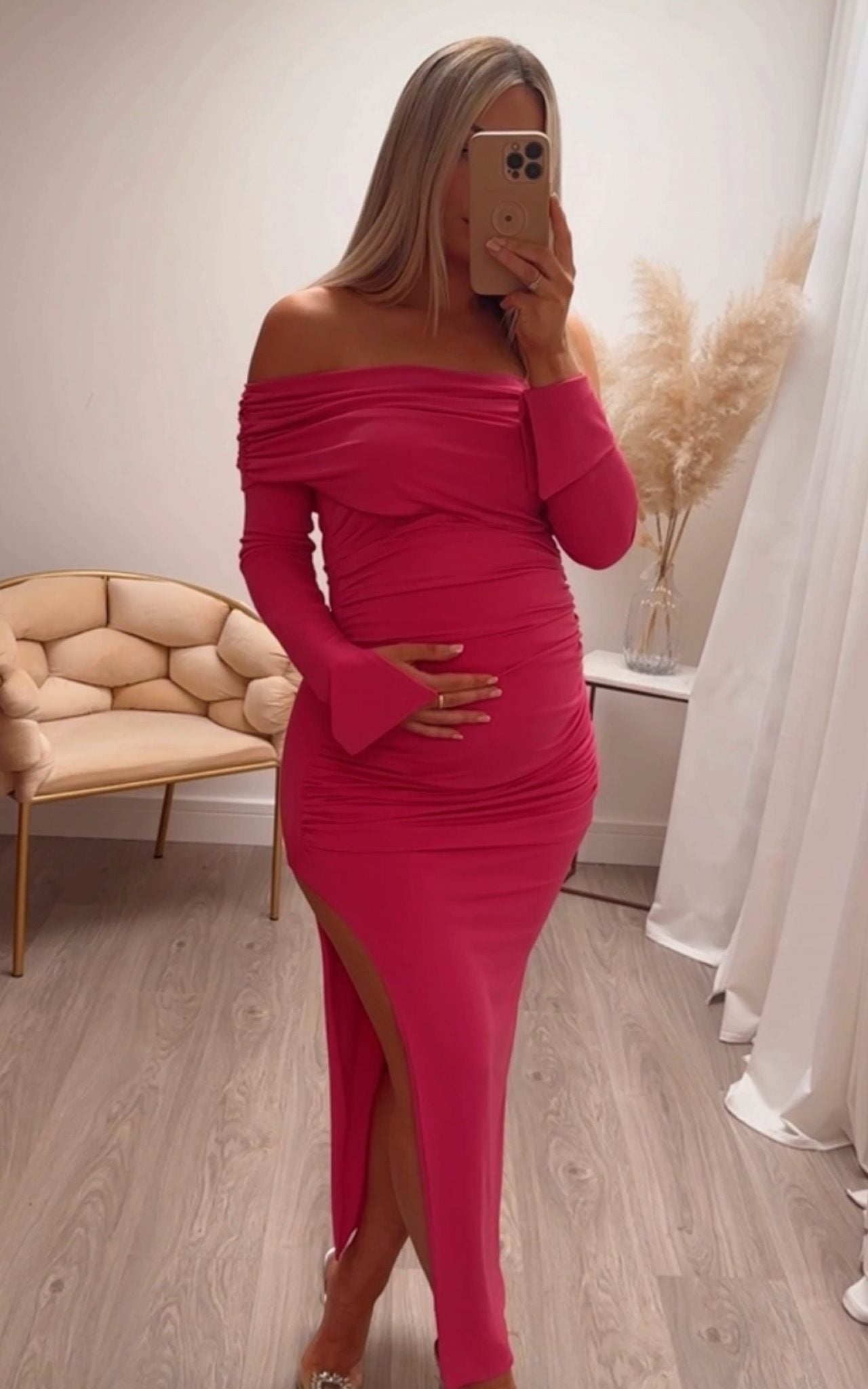 April Two Sleeve Maternity Dress Hot Pink