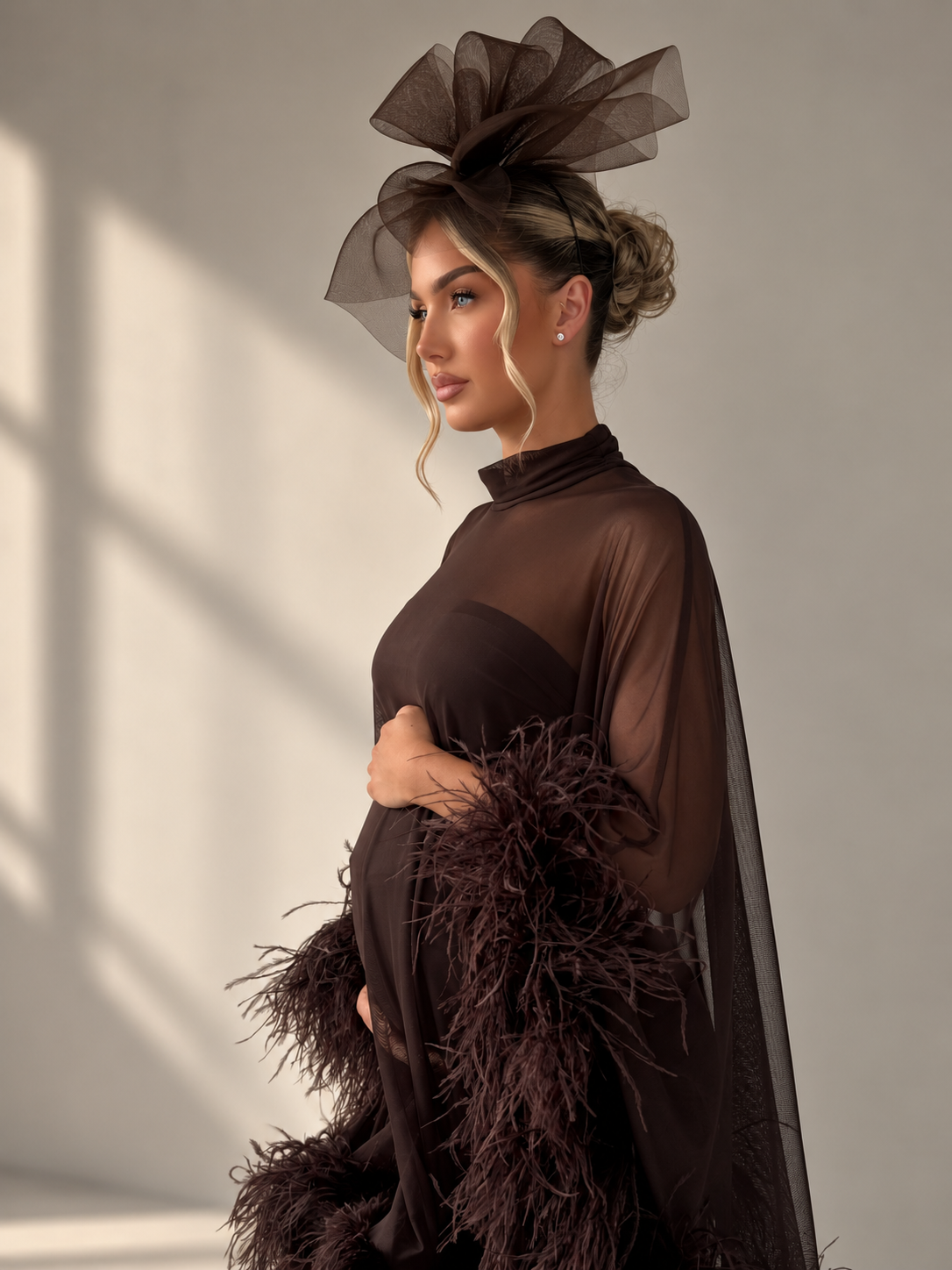 Cindy Cape Dress Two Piece Maternity Set Chocolate Brown