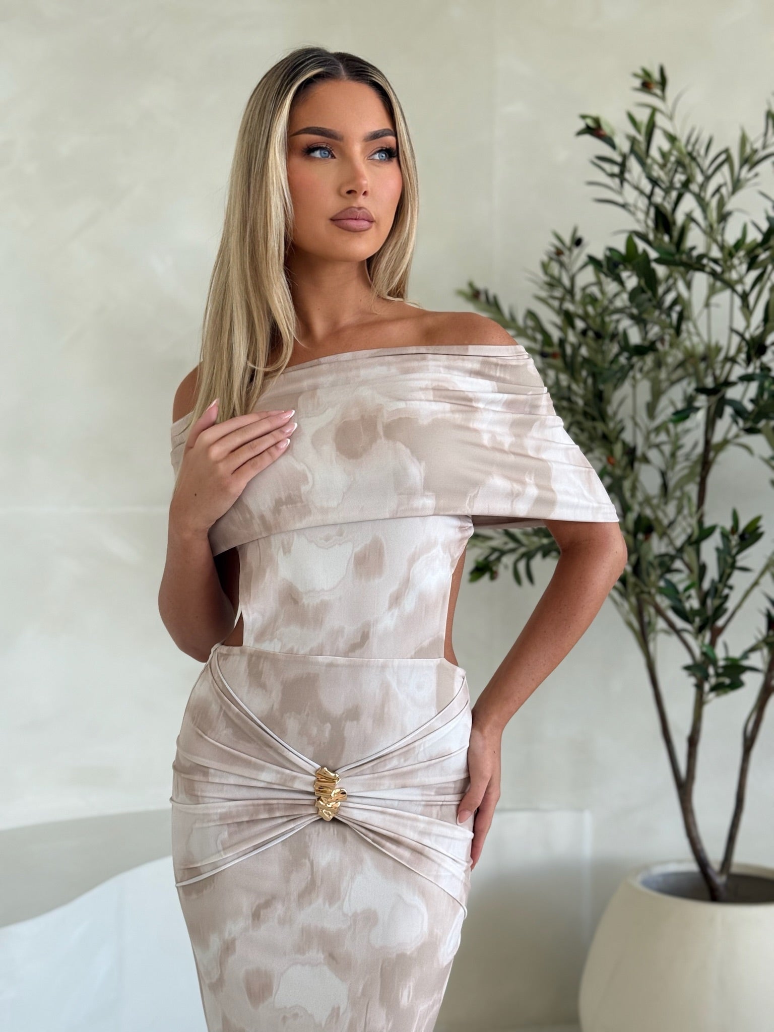 Hallie Dress Nude Smudge