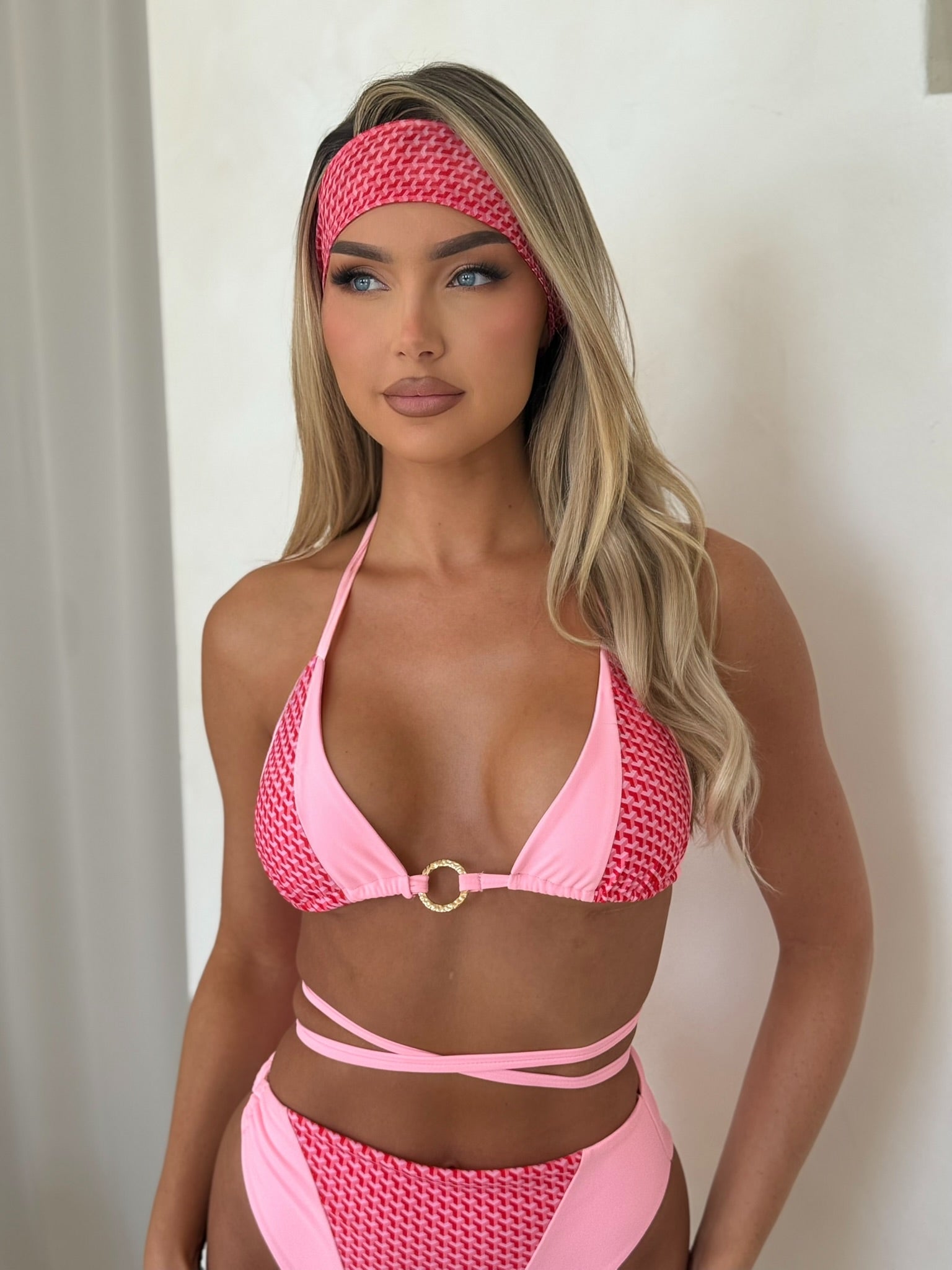 Miami Pink Two Tone Triangle Bikini Top