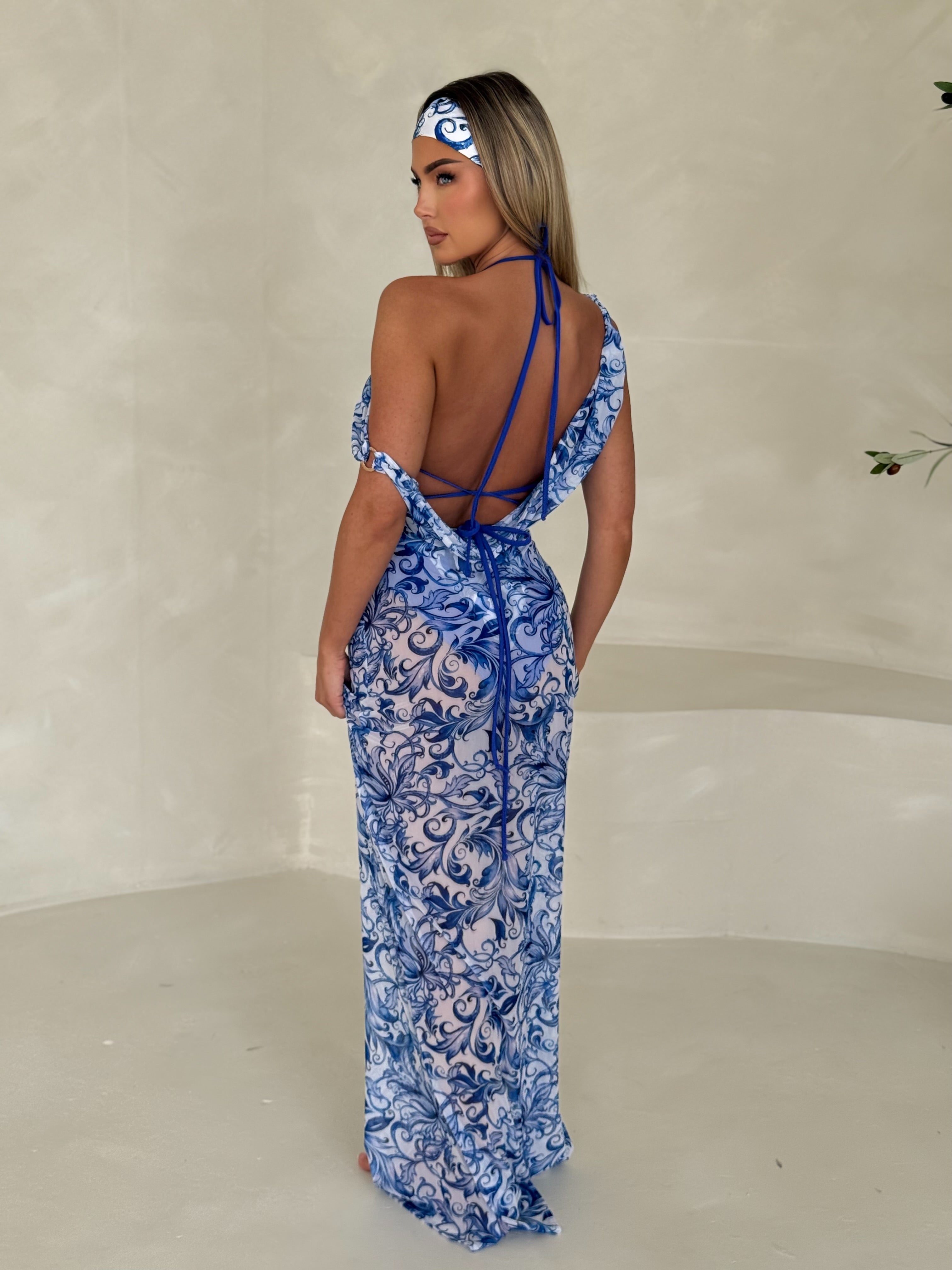 Riviera Gold Ring Detailing Mesh Dress