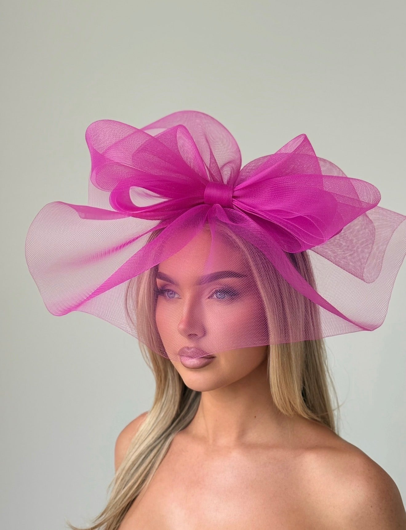 Bow Fascinator Headband Hot Pink