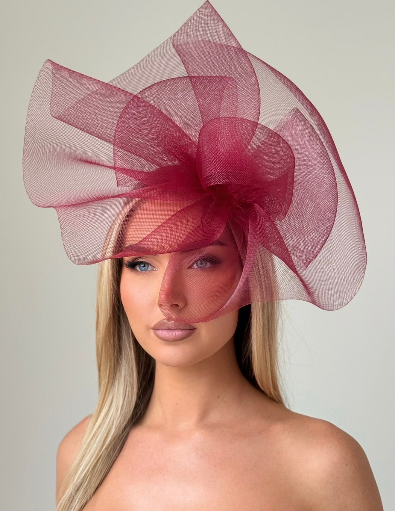 Loop Feather Fascinator Headband Wine