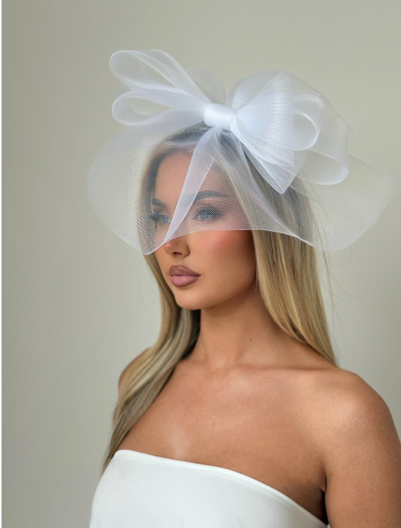 Bow Fascinator Headband White