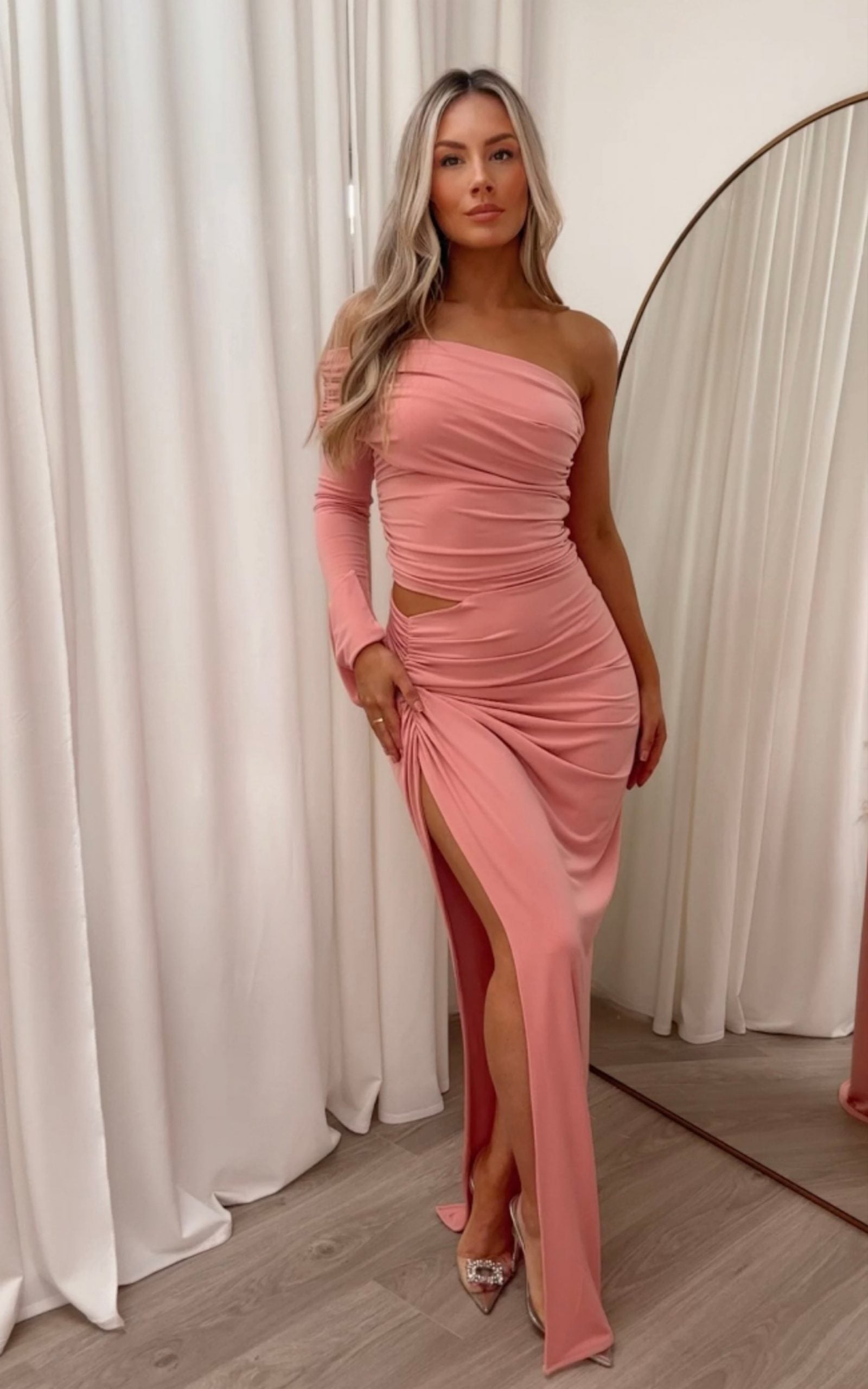 Olivia Asymmetric Dress Flamingo Pink