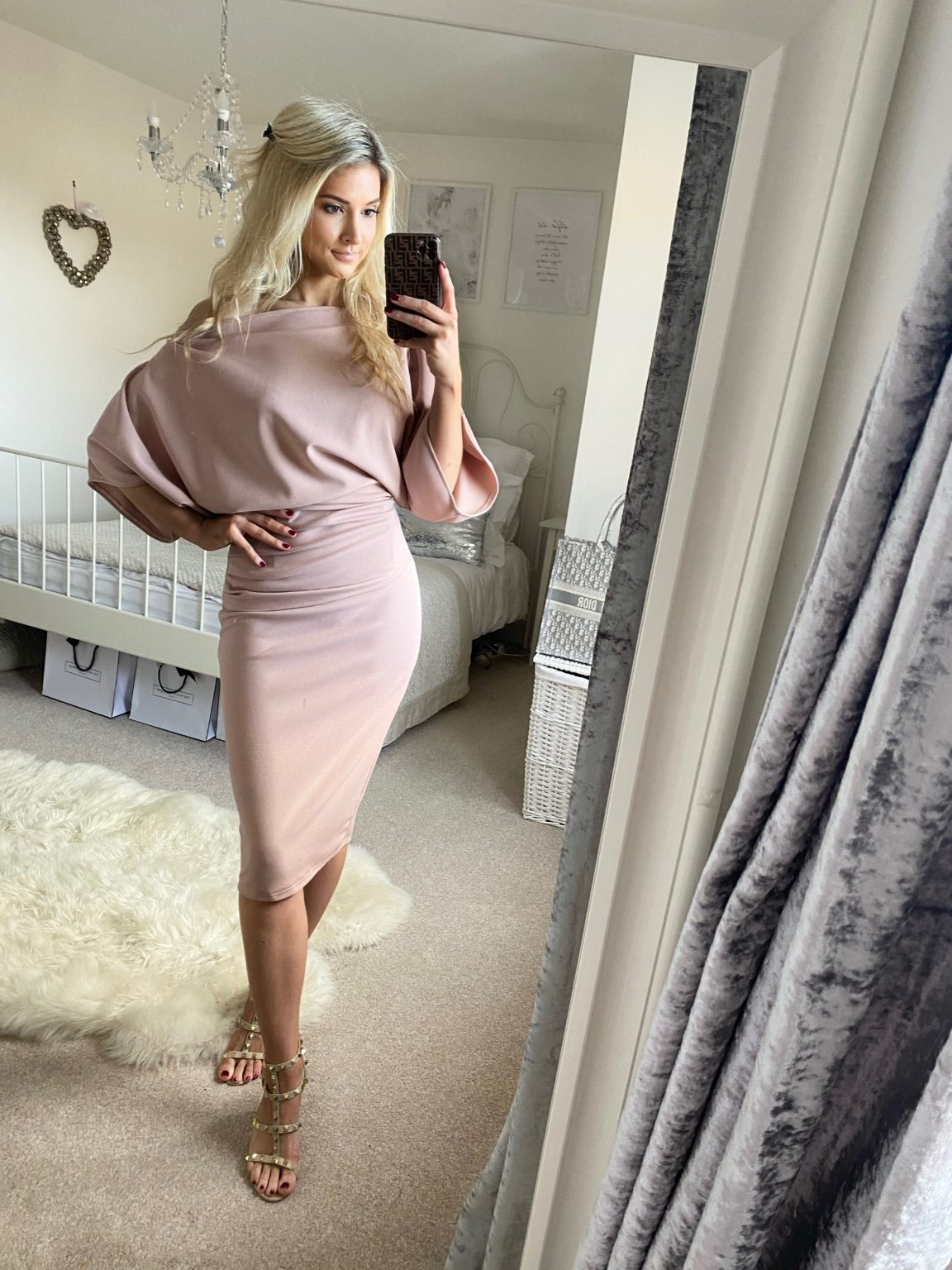 Lottie Midi Dress Dusky Pink