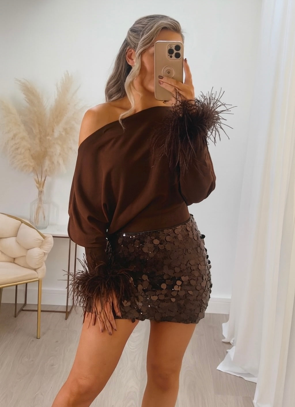 Arella Feather Top Chocolate Brown