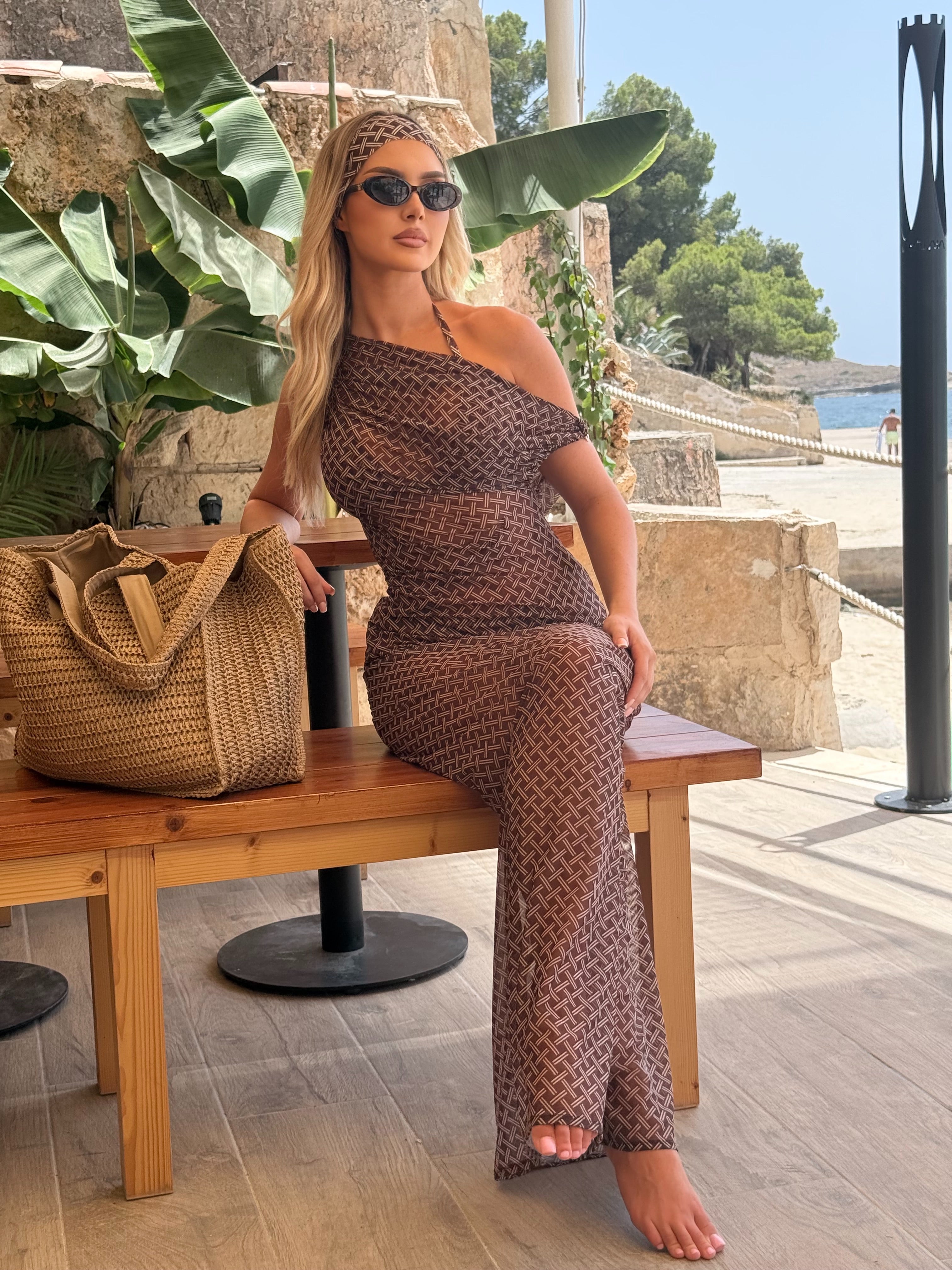 Bali Gold Ring Detailing Mesh Dress
