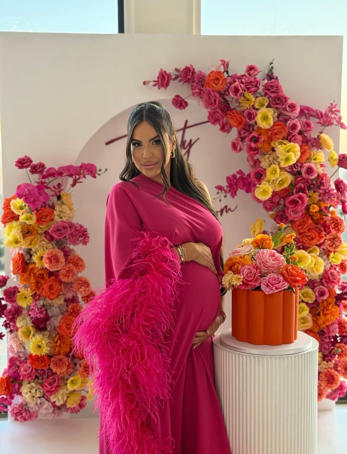 Capri Maternity Floorlength Dress Hot Pink