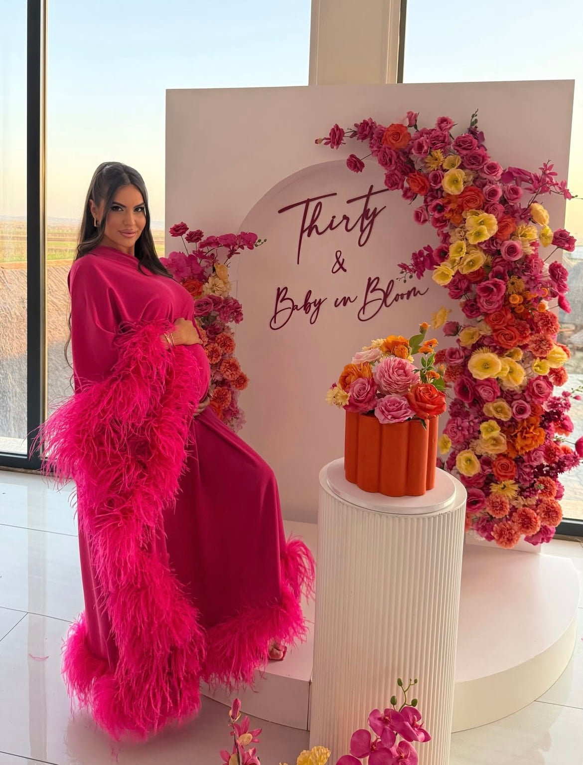 Capri Maternity Floorlength Dress Hot Pink