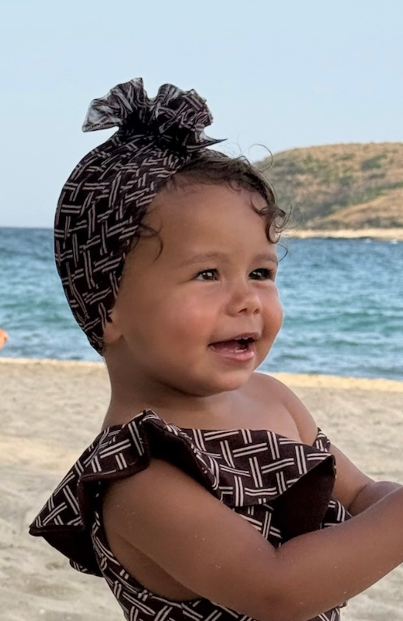 Mini Bali Taupe Ruffle Turban