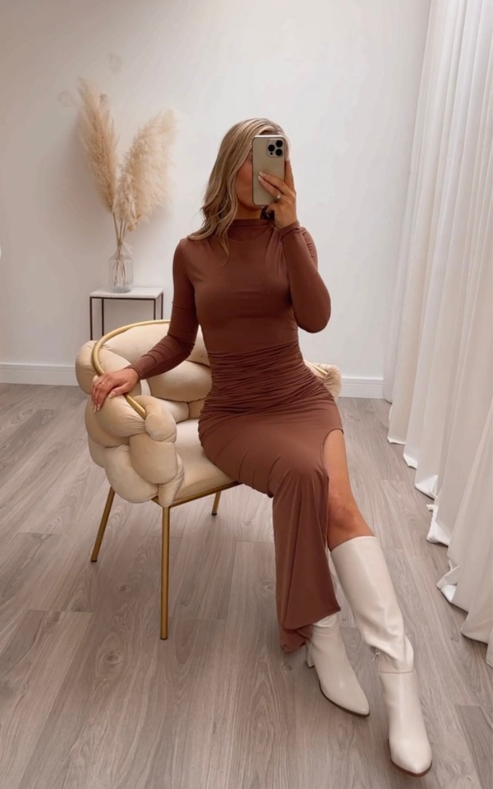 Kourtney Midi Dress Almond Brown