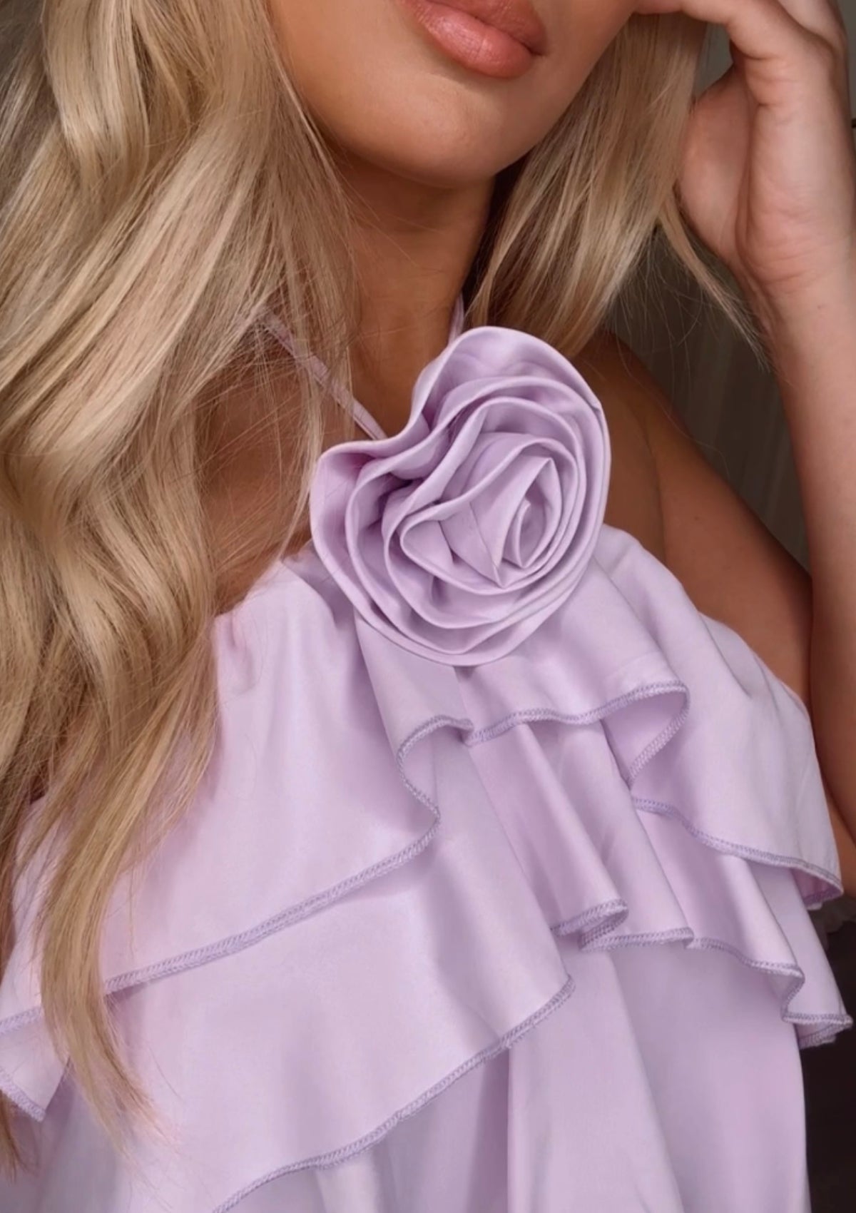 Flower Ruffle Top Lilac