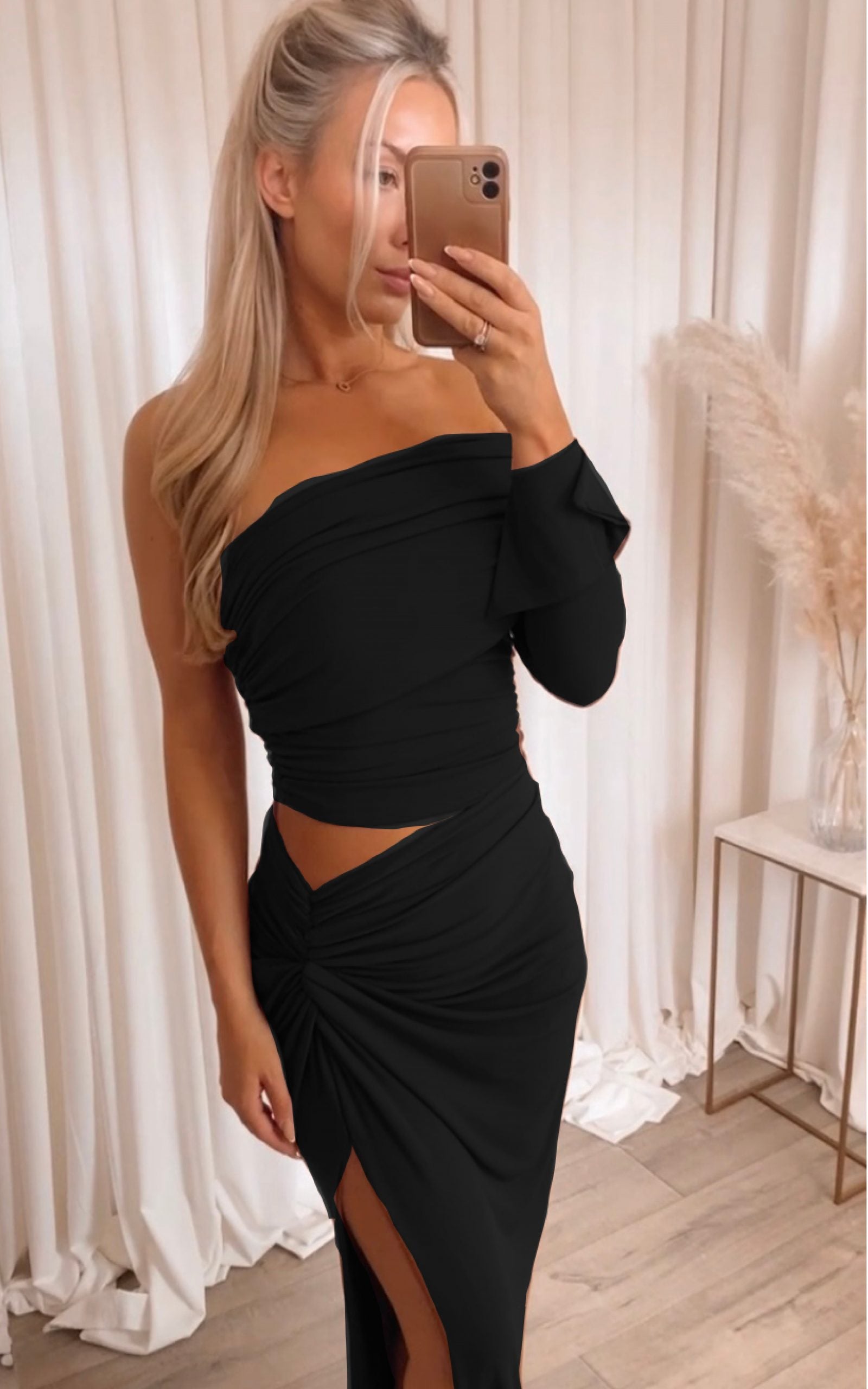 Olivia Asymmetric Dress Black