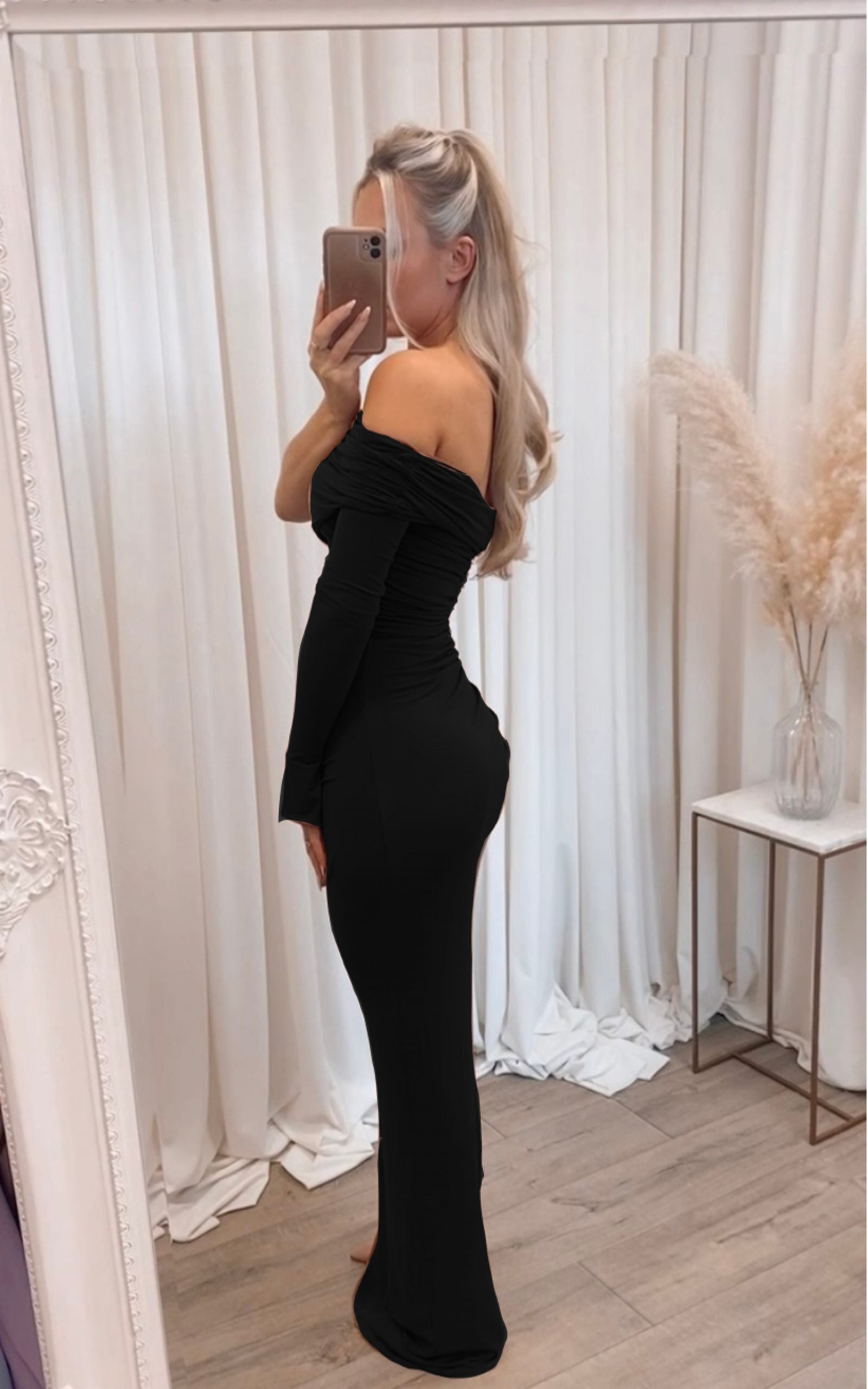 Olivia Asymmetric Dress Black