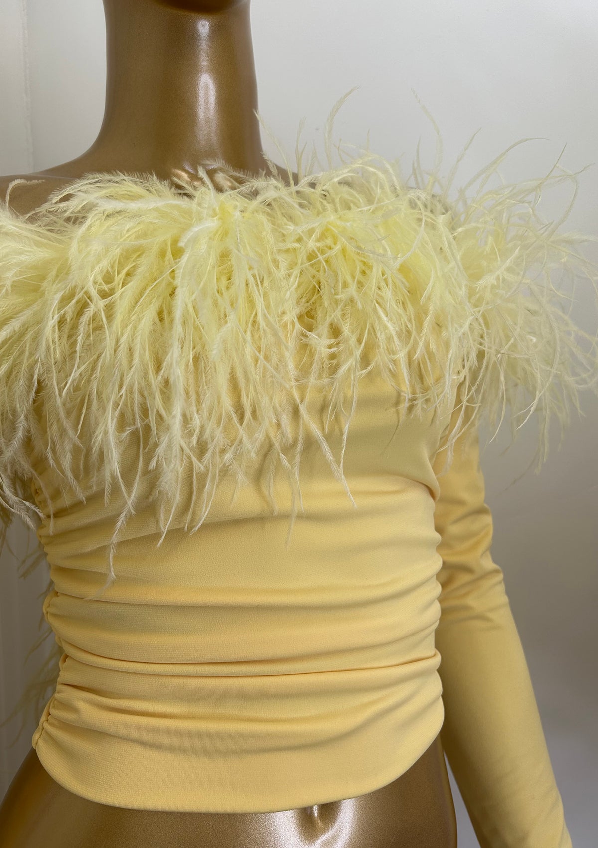 Carrie Ostrich Top Yellow