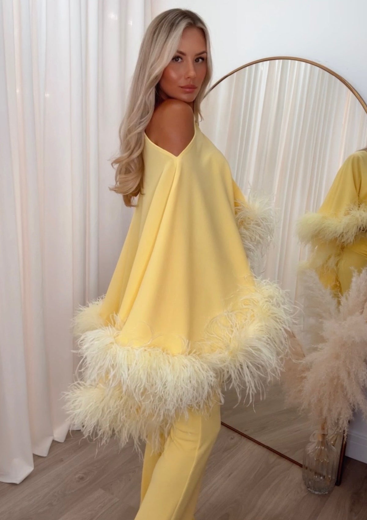 Kylie Cape Trouser Set Yellow