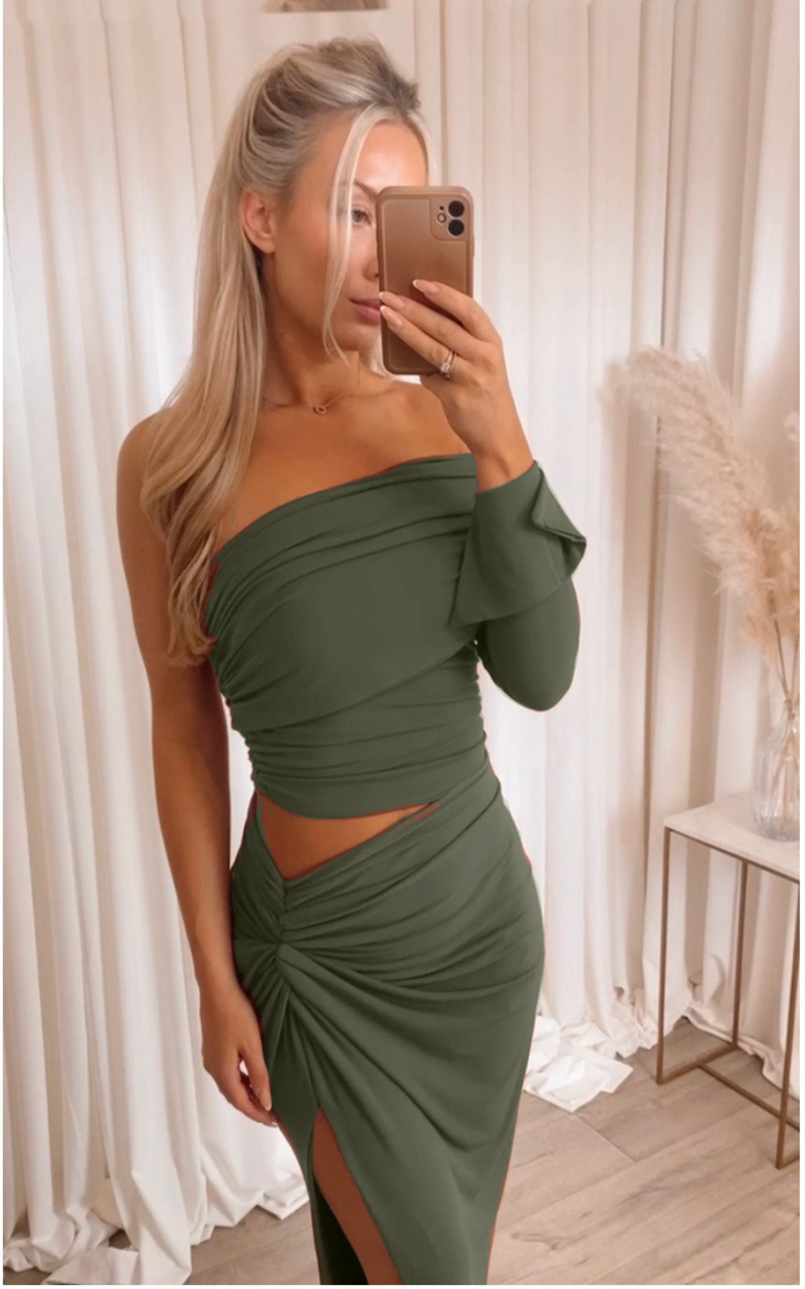 Olivia Asymmetric Dress Khaki