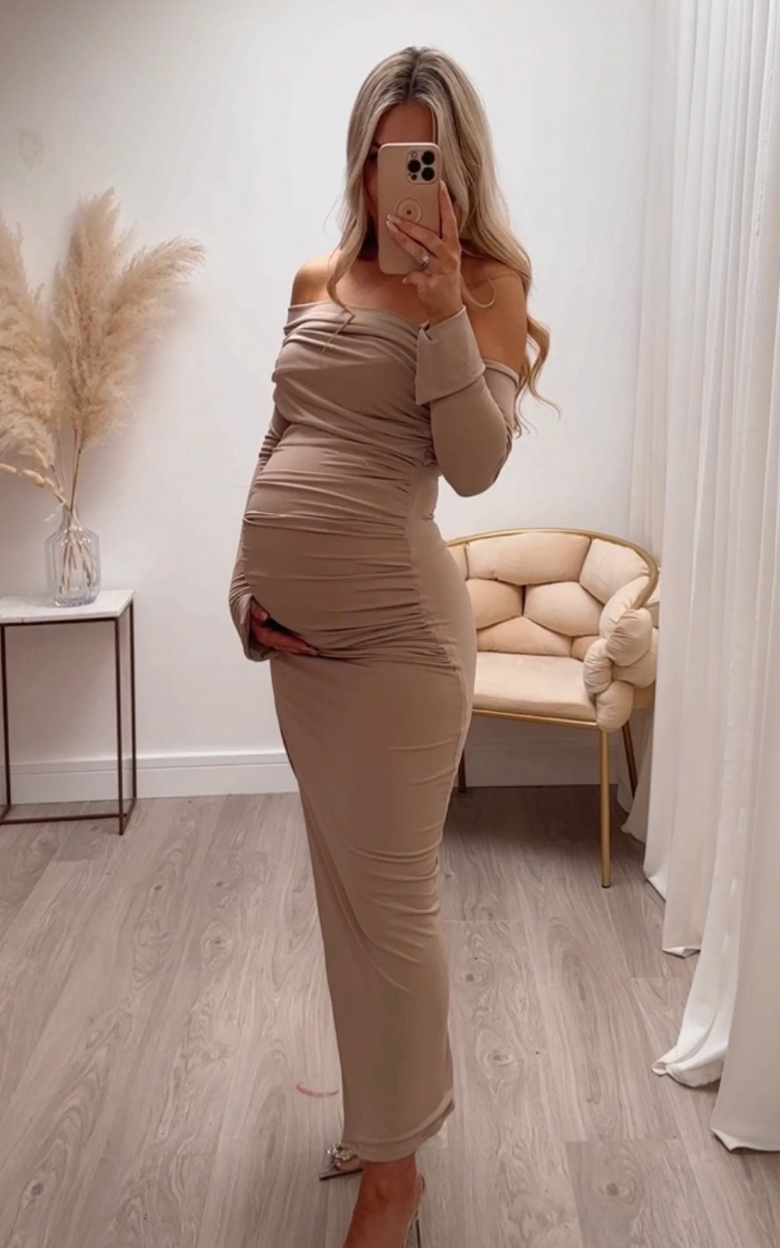 April Maternity Dress Beige