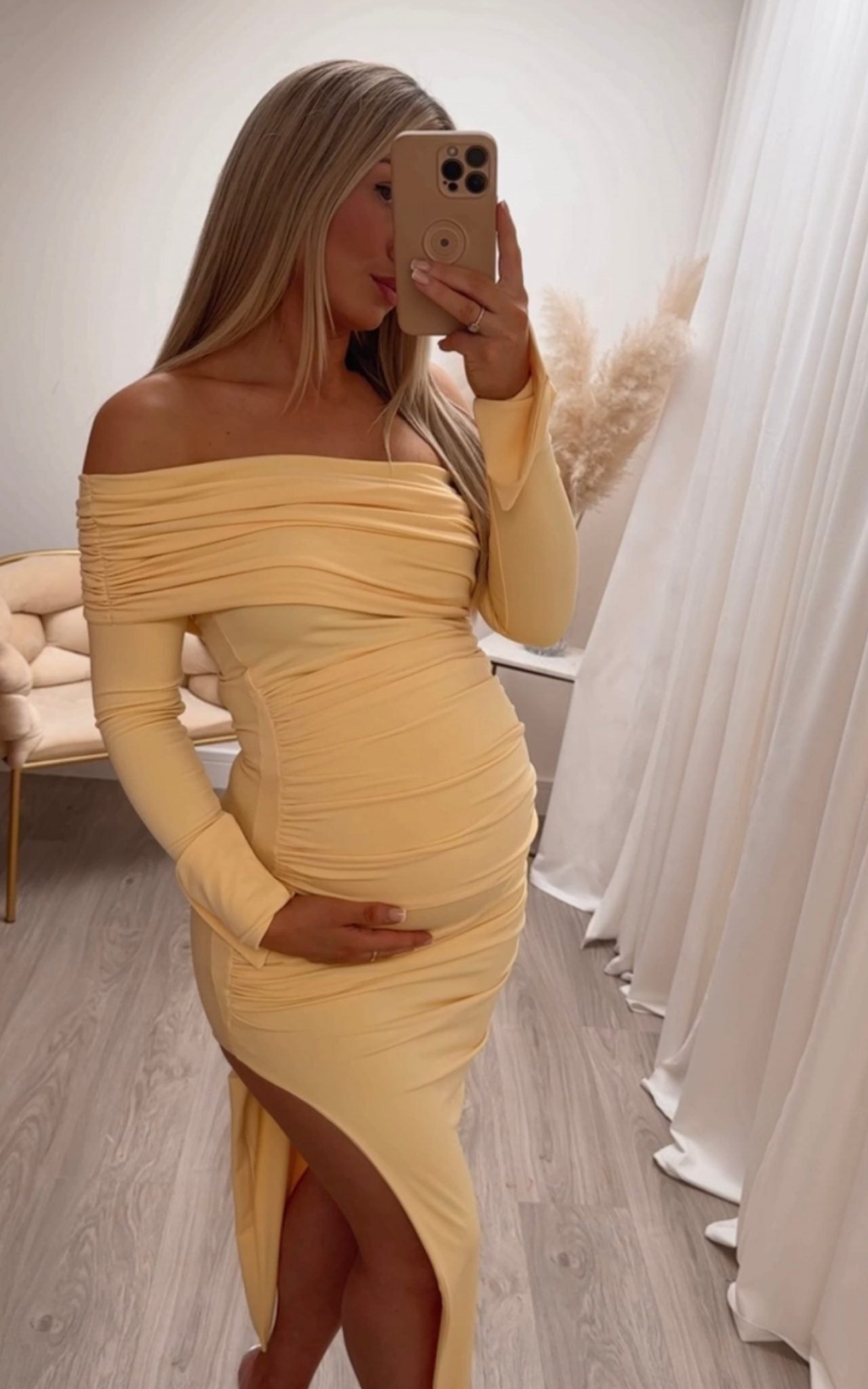 April Two Sleeve Maternity Dress Yellow