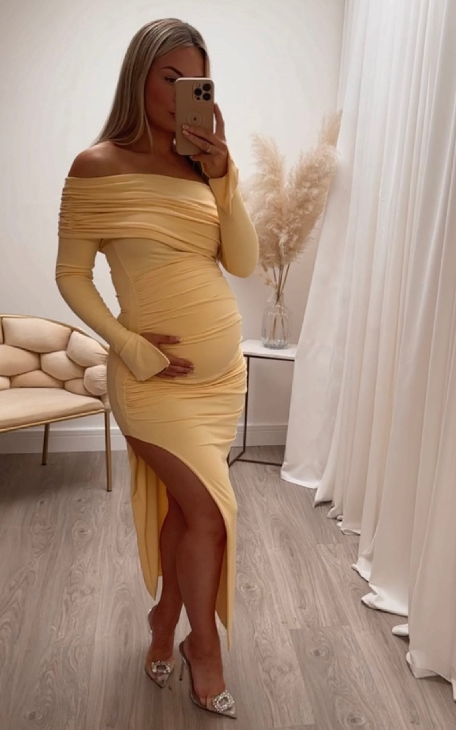 April Two Sleeve Maternity Dress Yellow